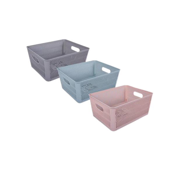 SD Homeware- Assorted Colours Stackable Baskets Pack of 3 x1