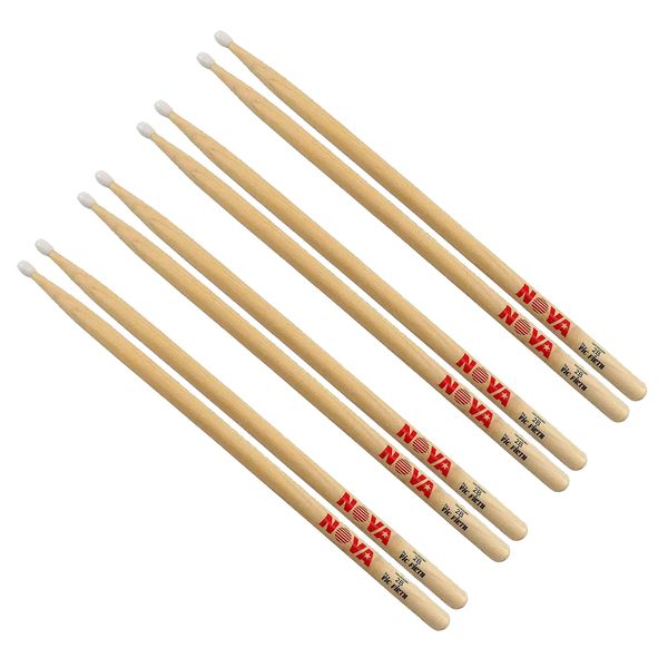 Vic Firth VFN2BN - 2B Nova Nylon Tip Drum Sticks - Pack of 4