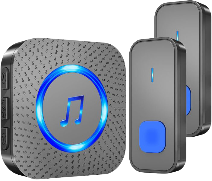 Wireless Doorbell with 1 Receiver and 2 Buttons
