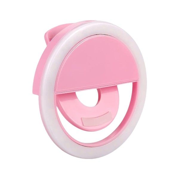 Portable Clip-On Selfie Phone LED Ring Light - Pink
