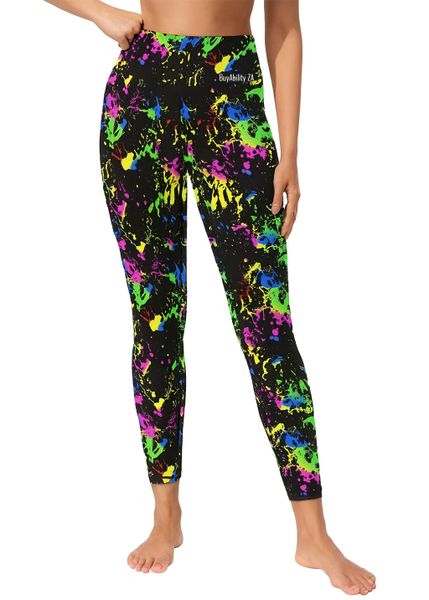 BuyAbility Neon Splash High-Waist Sports Leggings