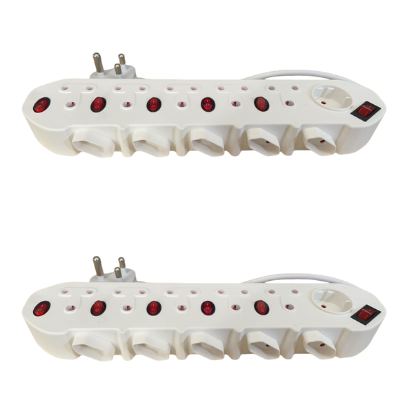 2 x 11ways Multiplug 16A 250V~ Main+Indibidual Switch Safety Shuttered