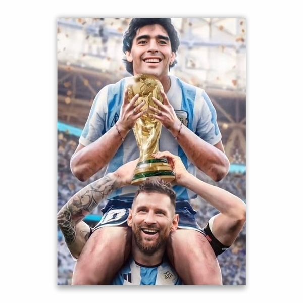 Maradona And Messi World Cup Champs Poster - A1