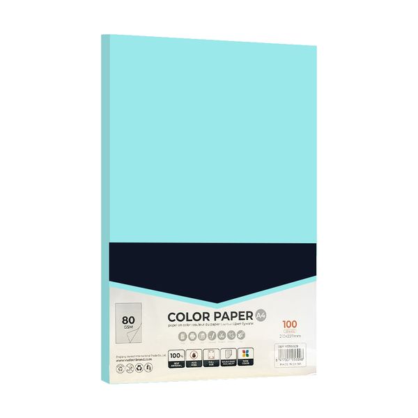 100 Sheets - Color Paper Smooth, for School, Office &amp; Home Supplies : 80GSM