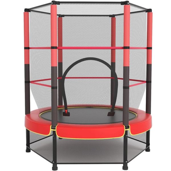 55" Children Trampoline Large Trampoline for Kids with Safety Enclosure Net