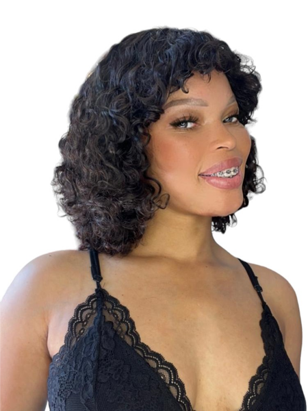 Fringe Curly Double Drawn Wig
