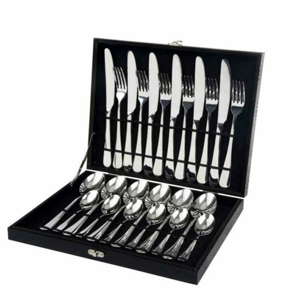 24 Piece Cutlery Set in Black Casing