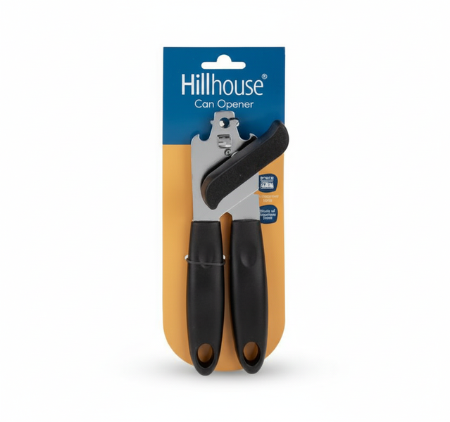 Hillhouse Stainless Steel Can Opener with Black Handle