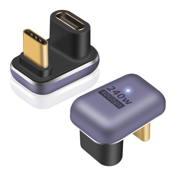 2pc 240W 40G 8K U Shape USB C 180 Degree USB 4.0 Type C Extender Connector