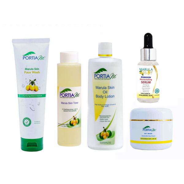 PortiaM Marula Skin Face Wash, Toner, Lotion, Serum &amp; Day Cream