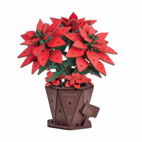Rowood by Robotime Poinsettia DIY Flower Bouquet 3D Wooden Puzzle