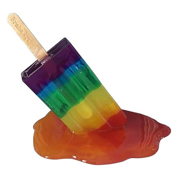 Decor Novelty Melting Rainbow Popsicle Lolly Sculpture Summer Ornament - 13cm