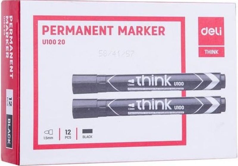 DELI Black Permanent Markers 12pcs