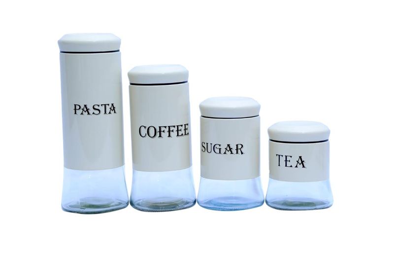 4 Piece Kitchen Sugar Tea Coffee Pasta Canister Set