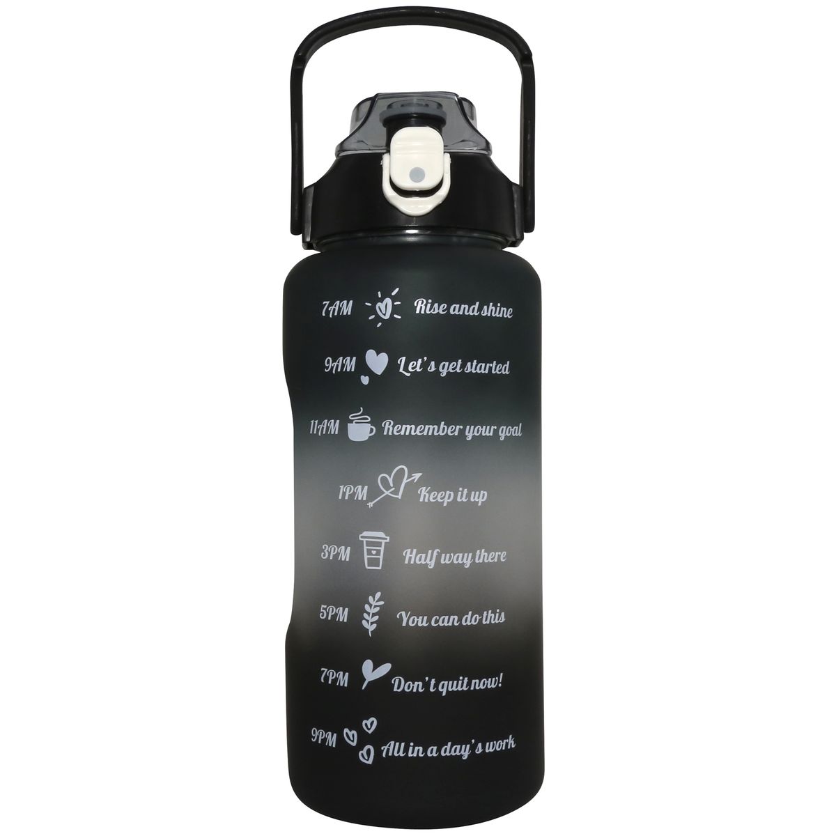 3-in-1 Water Bottle with Motivational Time Markers - Set of 3 - Black Ombre, Shop Today. Get it Tomorrow!