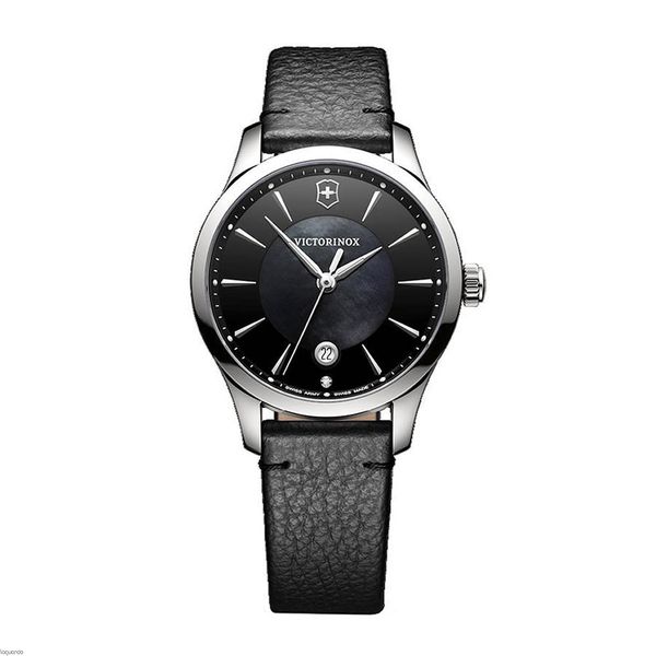 Victorinox Swiss Army- Alliance Watch 241754 Black Pearl Dial Leather Strap