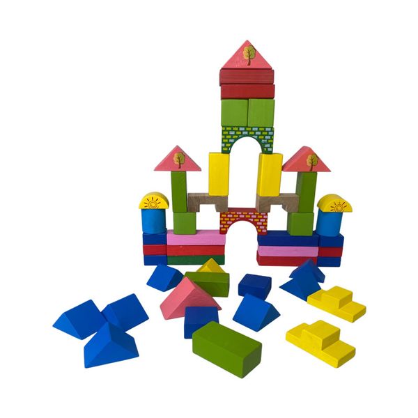 50-Piece Printed Wooden Building Blocks Set F47-72-16