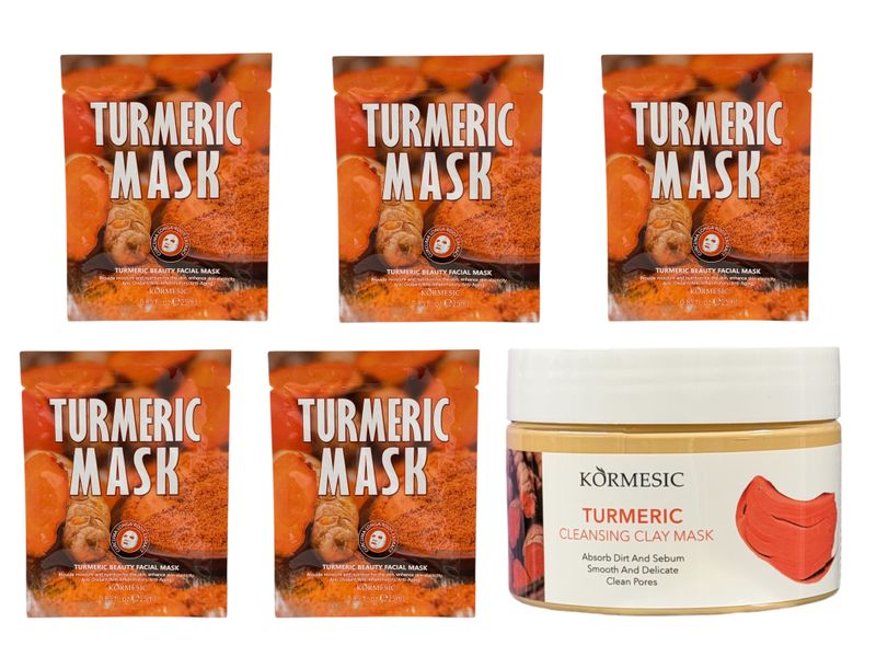 6 Pieces Kormesic Turmeric Clay Mask Deep Cleanse&amp;Moisturizing Face Masks
