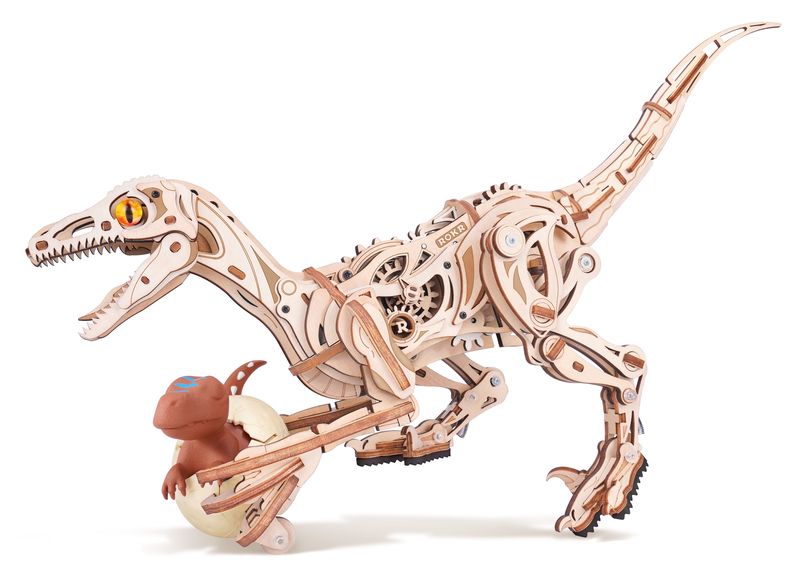 Robotime ROKR Wooden 3D DIY Puzzle - Mechanical Velociraptor - 189 Pieces