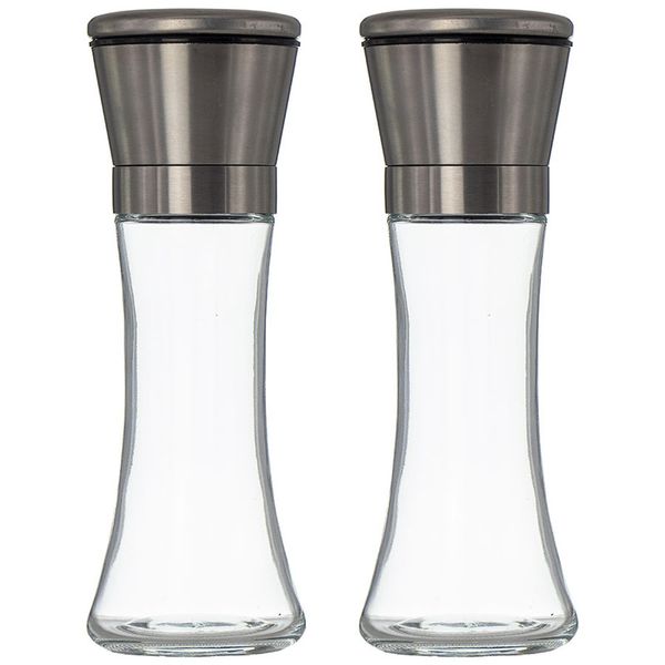 Regent Glass Salt and Pepper Grinders with ST.STEEL Tops 2pk, 250ml