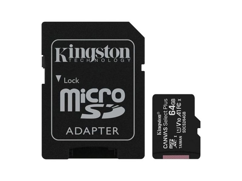 Kingston 64GB micSDXC Canvas Select Plus 100R A1 C10 Card With Adapter
