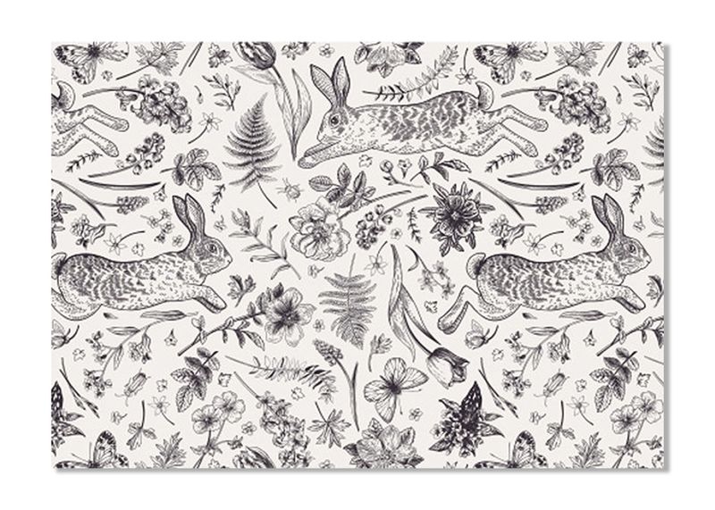 A3 Disposable Paper Placemat Set - Florals &amp; Rabbits