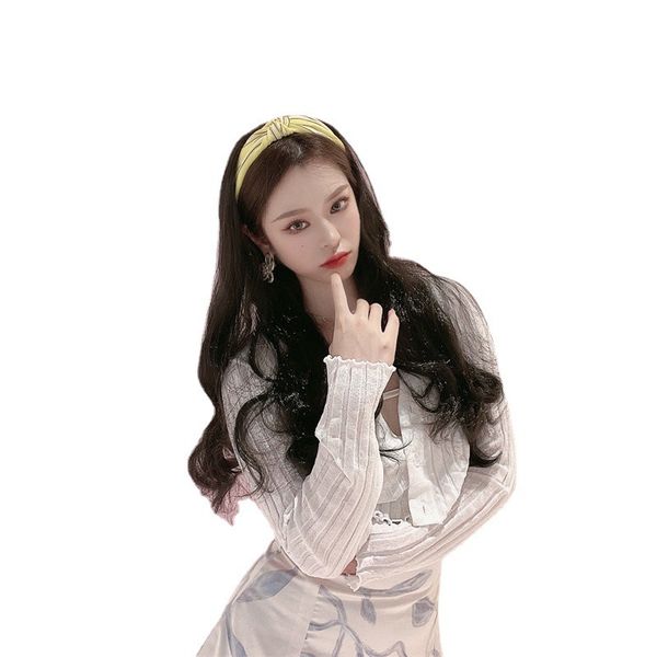 Women's Lazy Headband Half Wig, Long Curly Wavy Hair,