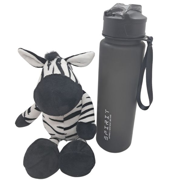 Zebra Hydration and Hug Set - Water Bottle and Toy Combo - 750ml