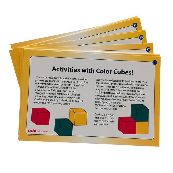 EDX Education Activity Cards Wooden Counting Colour Cube
