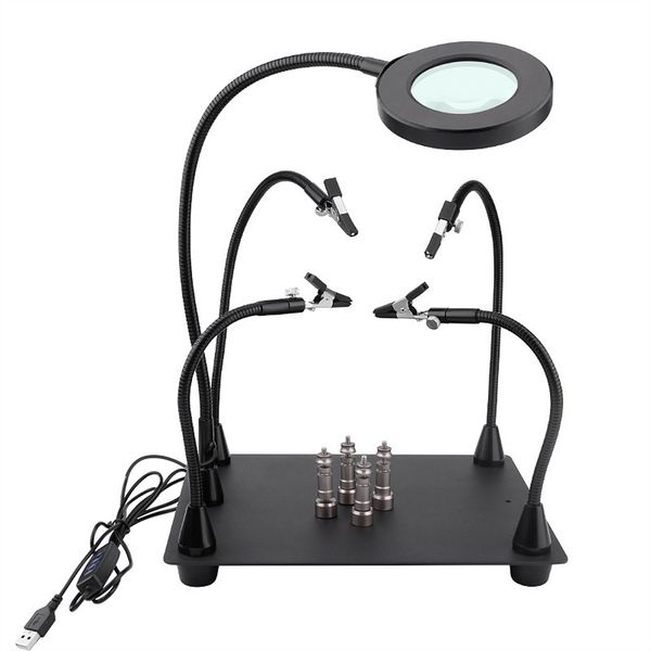 Magnetic Helping Hand Upgrade Soldering Helping Hands with6X LED Magnifying
