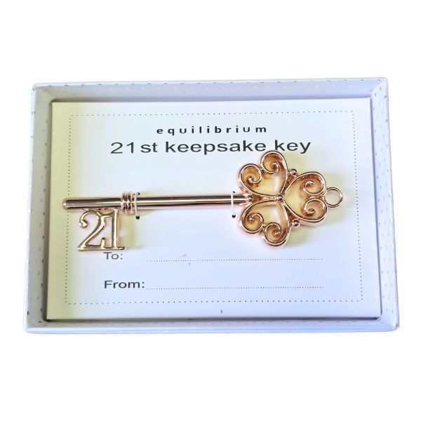 Equilibrium 21st Birthday Keepsake Key - Rose Gold Commemorative Gift