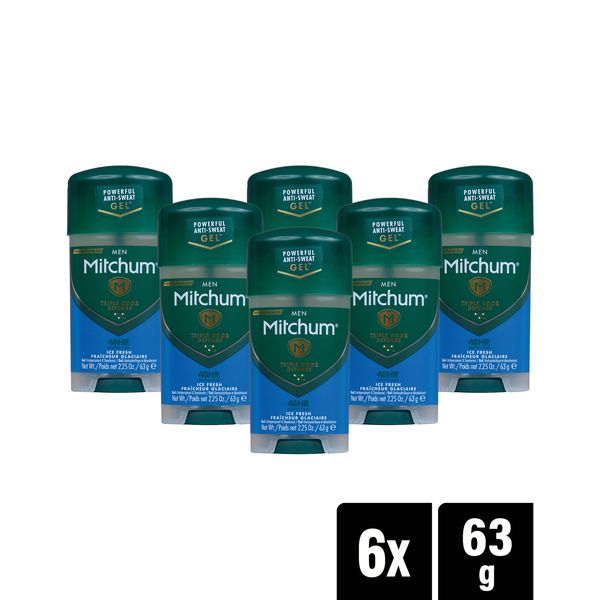Mitchum Men Antiperspirant &amp; Deodorant Gel Ice Fresh 63g x 6 Pack