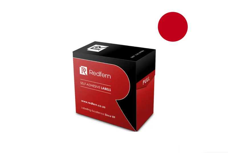 Redfren - Self Adhesive Round Labels 13mm Diameter - Red x 2