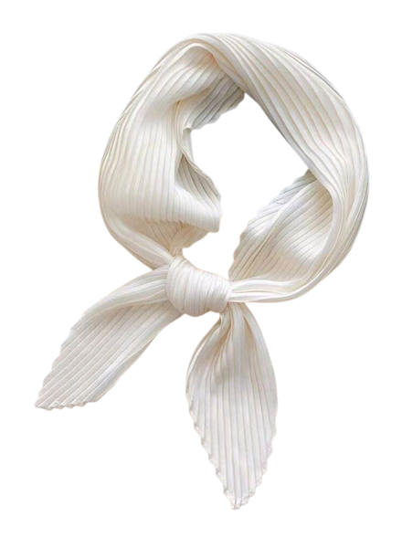 Elegant White Pleated Neck Scarf