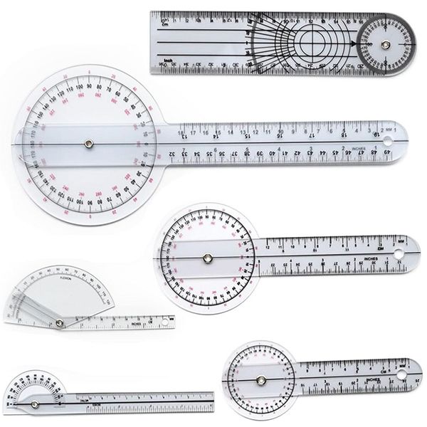 Goniometer Set of 6, 360 Goniometer Set Therapy Protractor Tool