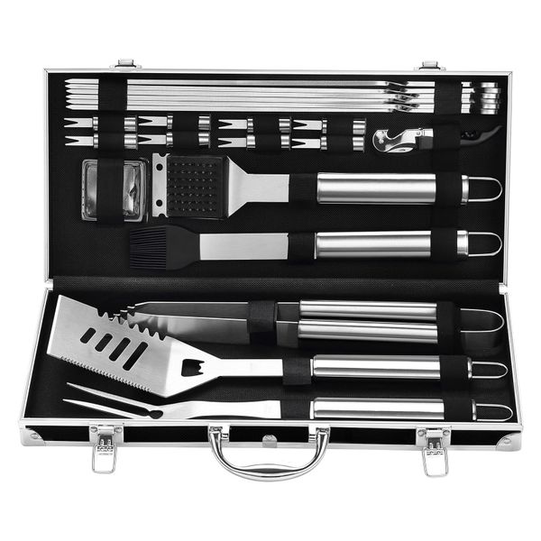 22 Stainless Steel BBQ Grill Tool Set with Aluminum Case