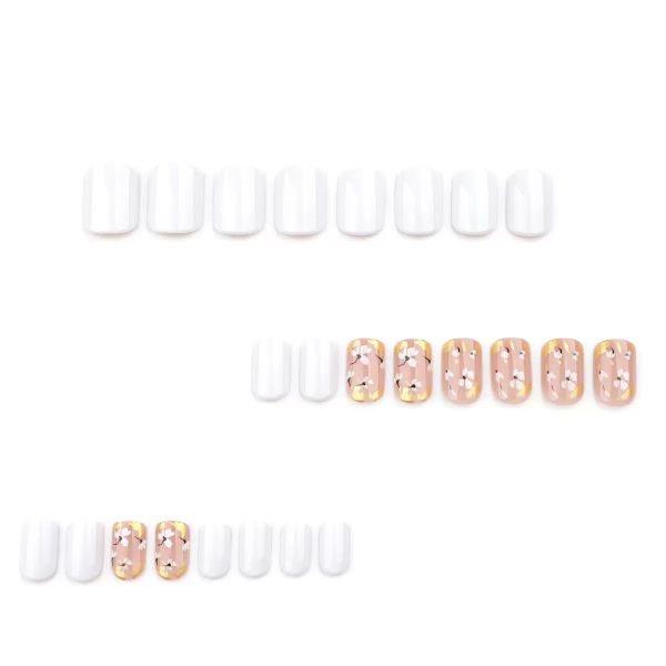 Simple White Flower Press On Nail Art False Nail Tips