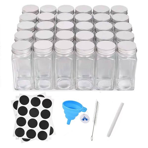 30 Piece Glass Spice Jars with Lid Pepper Shakers Spice Organizer