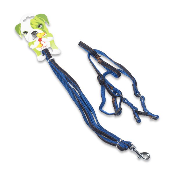 LVLong - Pet Accessories - Leash &amp; Harness Set - Blue - Denim