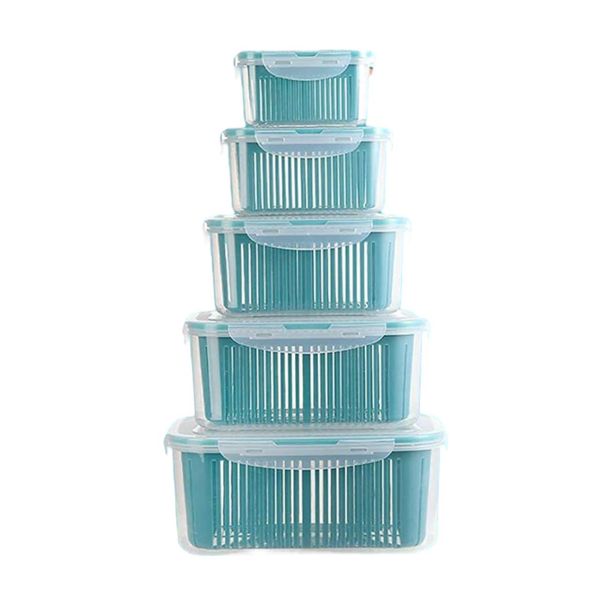 5 Pack Multi-Size BPA Free Double Layer Space SavingFood Storage Container