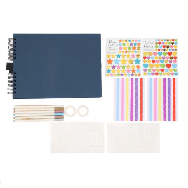 Baby Photo Album DIY Scrapbook Kit with Tape Pen Dark Blue
