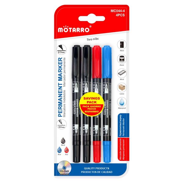 MOTARRO 4Pcs Double-Headed Markers (0.5/2.5mm) Permanent Ink for Journaling