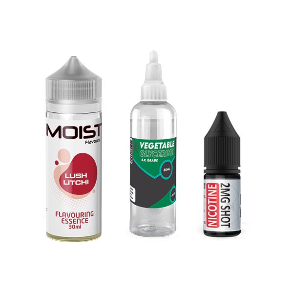 120ml Moist Vape Juice DIY Longfill Kit - Lush Litchi - 2mg