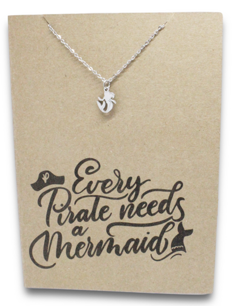 Stainless Steel Necklace On Message Card-Mermaid Pirate
