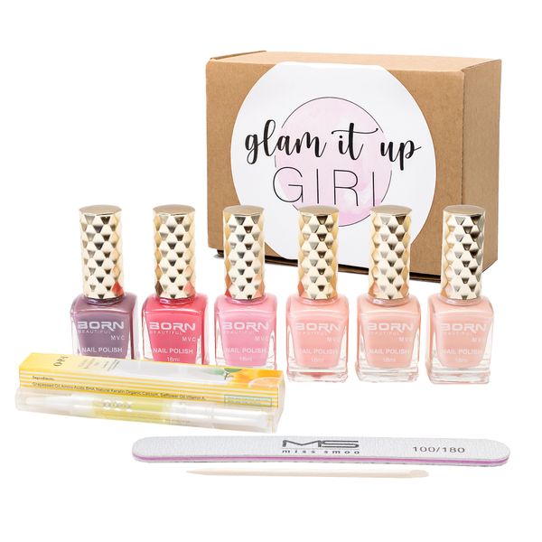 Nail Polish 6 Piece Elsa Kit - Inc. Cuticle Oil, Orange Stick and Nail File