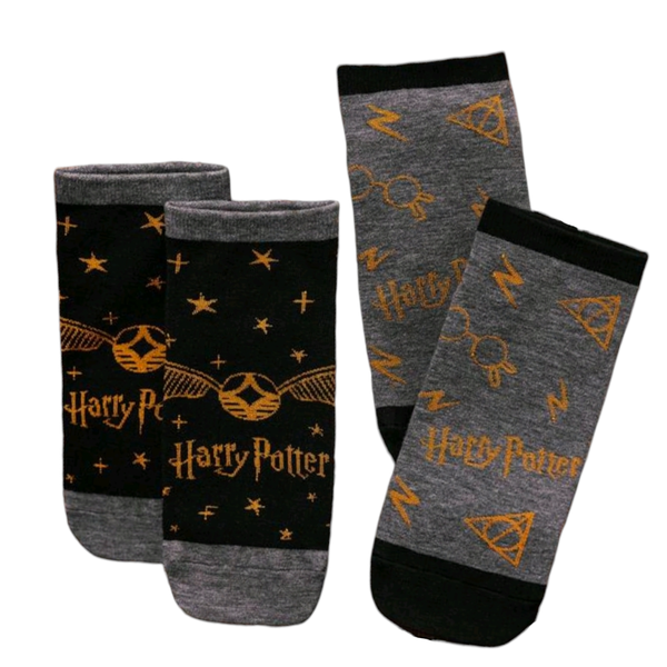 Harry Potter Collector's Ankle Socks-Deathly Hallows and Golden Snitch 2-Pack