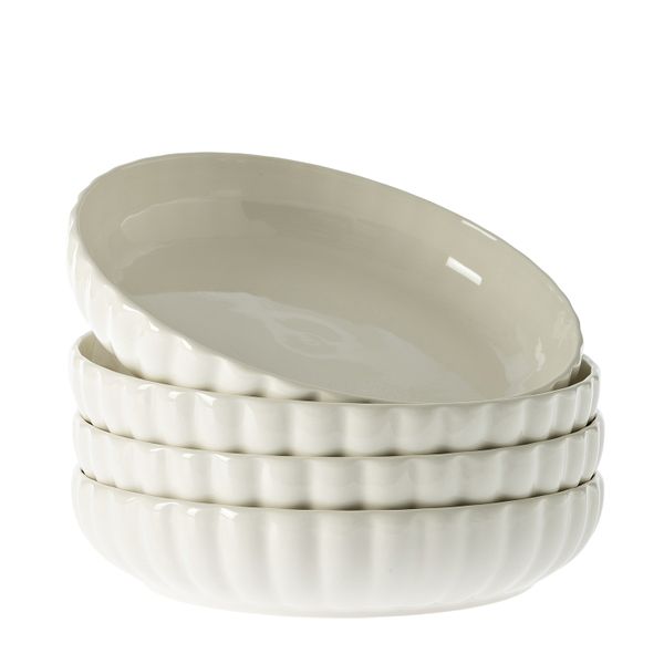 George &amp; Mason - Sicily Low Bowl 22x5cm 4pk - White