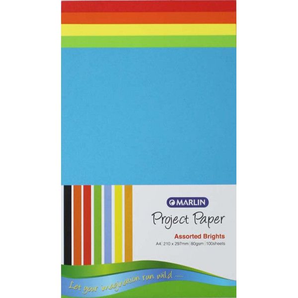 Marlin paper A4 80gsm 100's Bright assorted