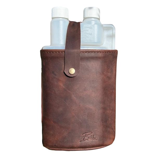 Plastic 1L Squeezy Bottle with a Genuine leather Sleeve