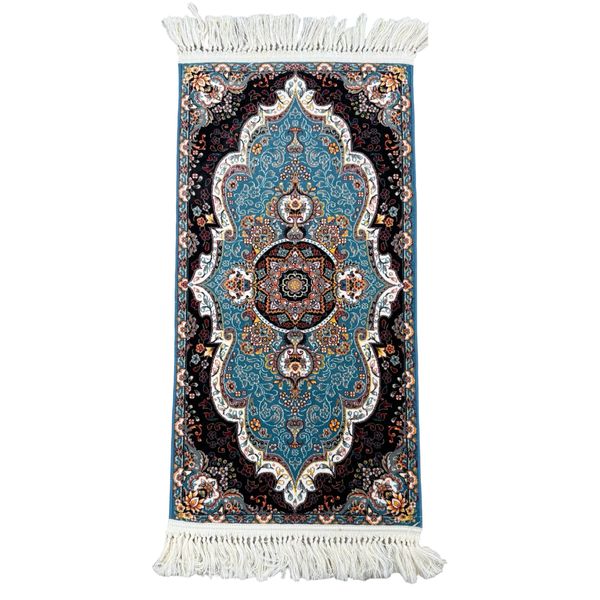 Classic Persian Style Blue Small Bedside Rug - 100 x 50 cm